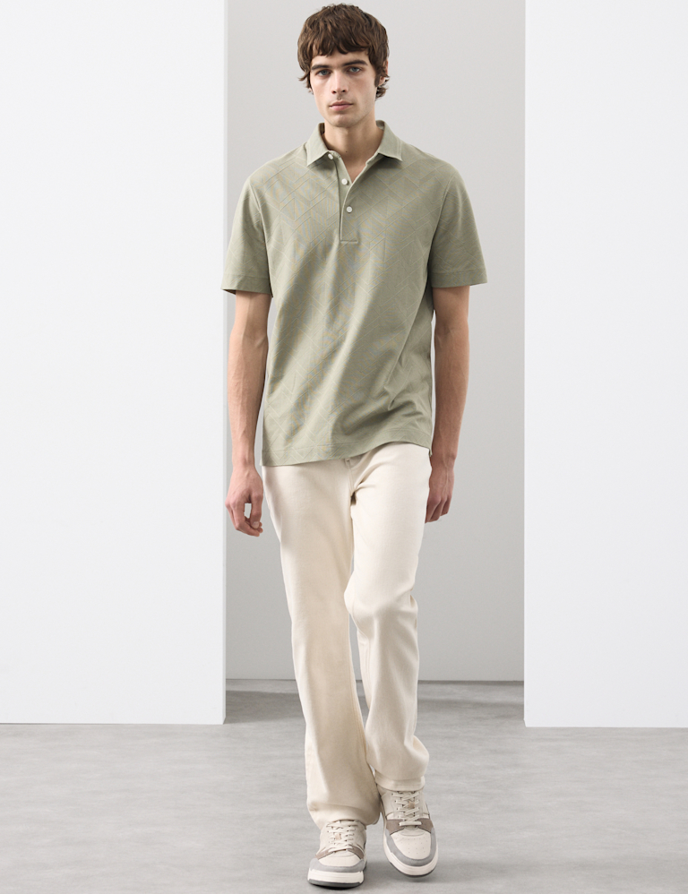 Pure Cotton Textured Polo Shirt