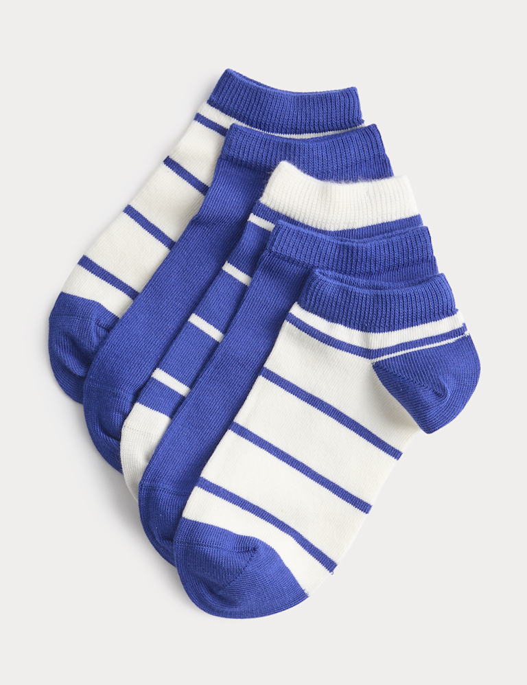 5 Pack Striped Trainer Liner Socks (6 Small-7 Large) 5 Pack Striped Trainer Liner Socks (6 Small-7 Large)