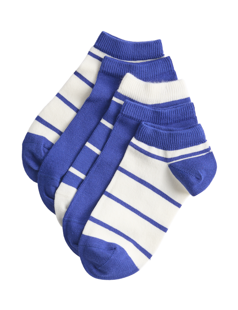 5 Pack Striped Trainer Liner Socks (6 Small-7 Large)