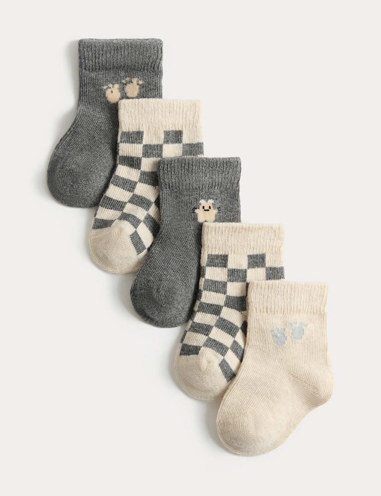 5 Pack Cotton Rich Little Monster Baby Socks