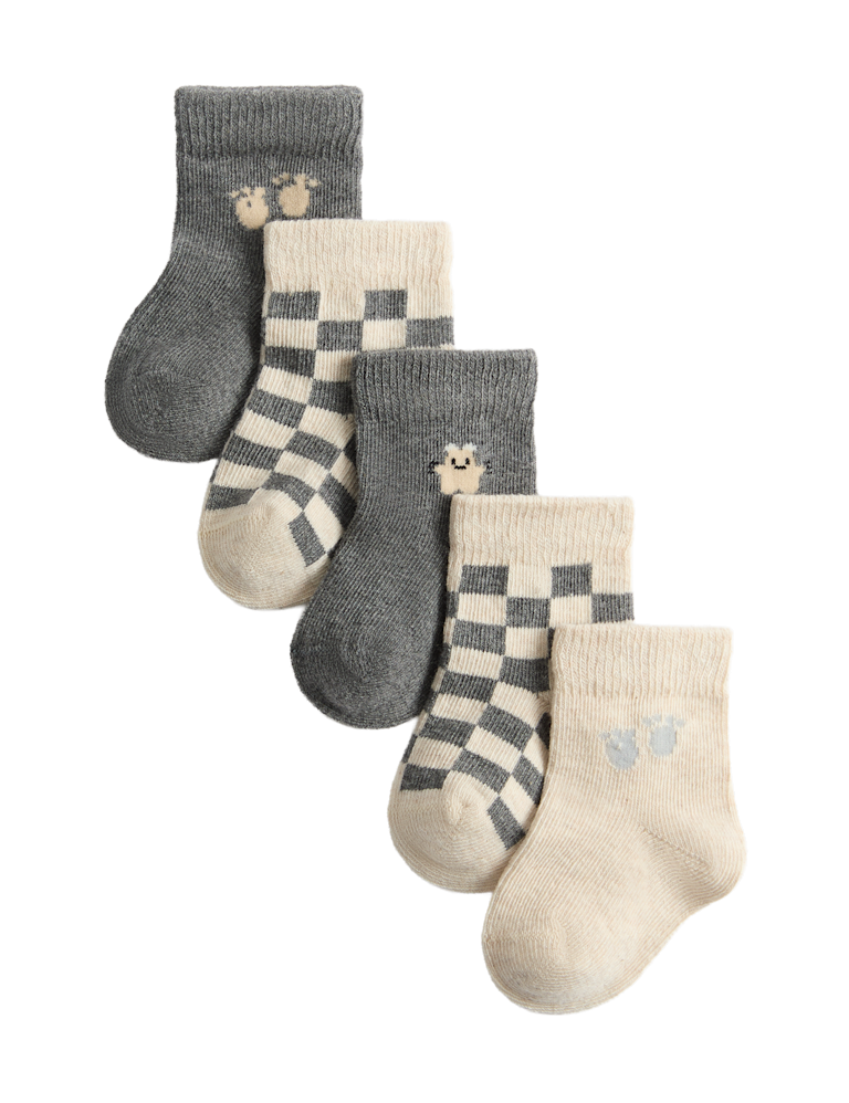 5 Pack Cotton Rich Little Monster Baby Socks