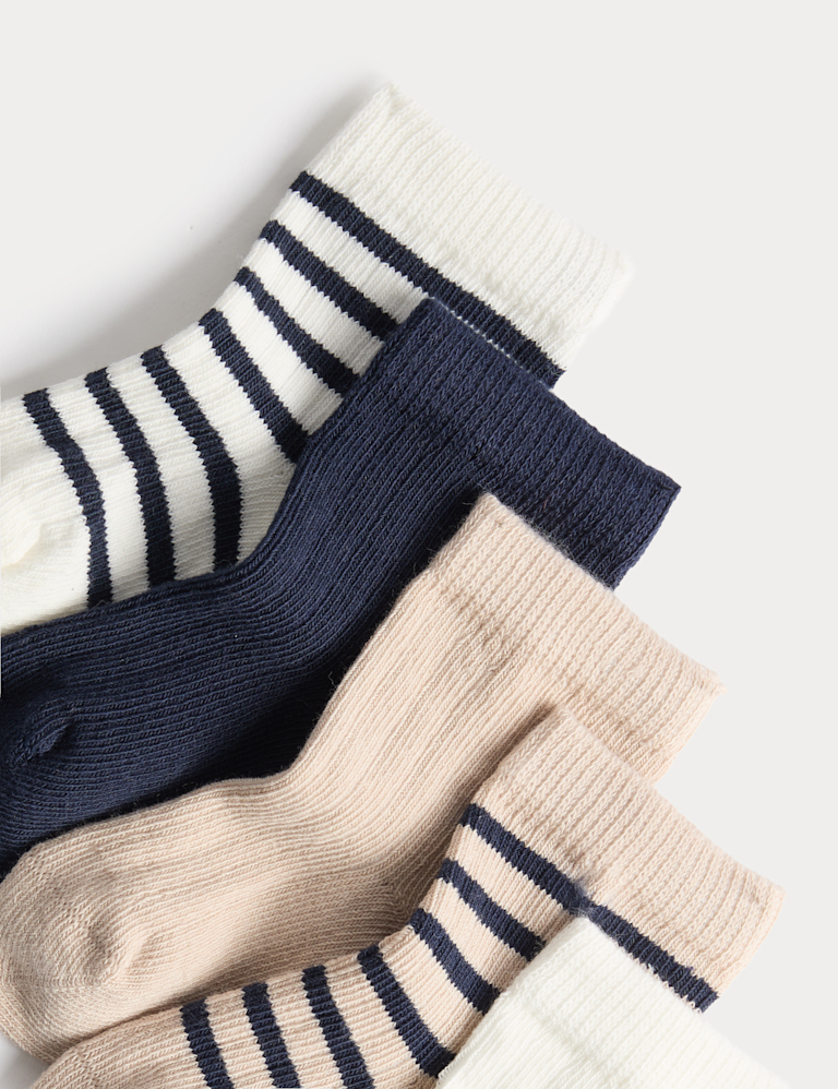 5 Pack Cotton Rich Striped Baby Socks (0-24 Months)