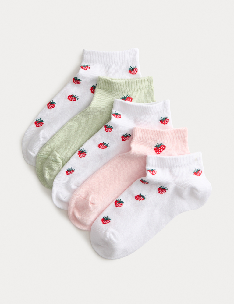 5 Pack Cotton Rich Strawberry Trainer Liners (6 Small-7 Large)