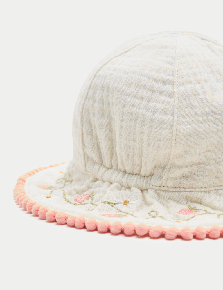Pure Cotton Strawberry Bucket Hat (0-36 Months)