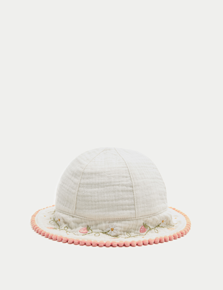 Pure Cotton Strawberry Bucket Hat (0-36 Months)