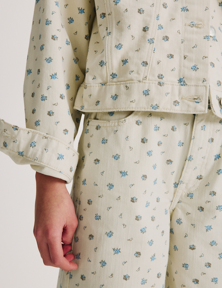 Denim Ditsy Print Wide Leg Jeans (6-16 Yrs)