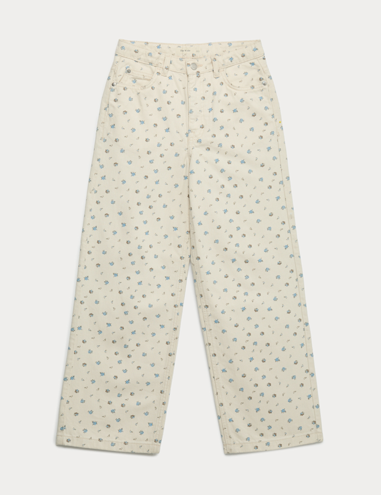 Denim Ditsy Print Wide Leg Jeans (6-16 Yrs)