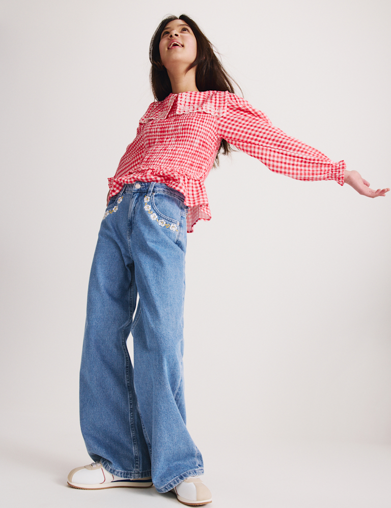 Denim Embroidered Wide Leg Jean (6-16 Yrs)
