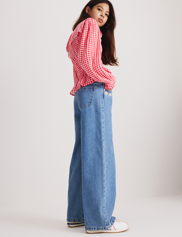 Denim Embroidered Wide Leg Jean (6-16 Yrs)
