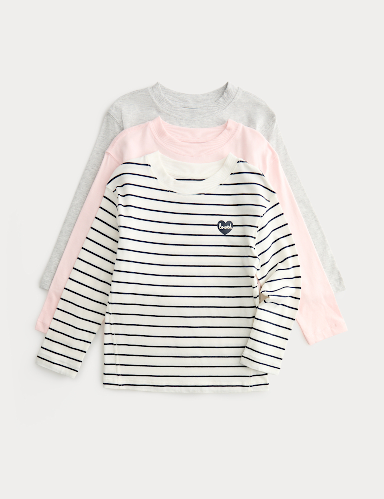 3 Pack Pure Cotton Striped Tops (2-8 Yrs)