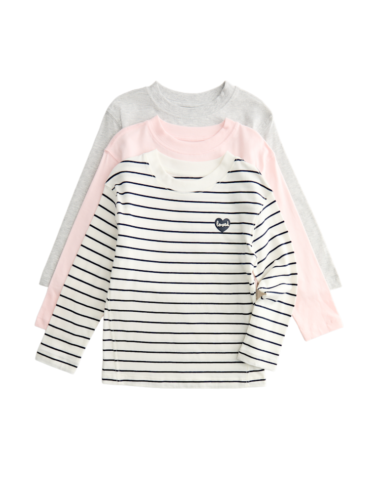 3 Pack Pure Cotton Striped Tops (2-8 Yrs)