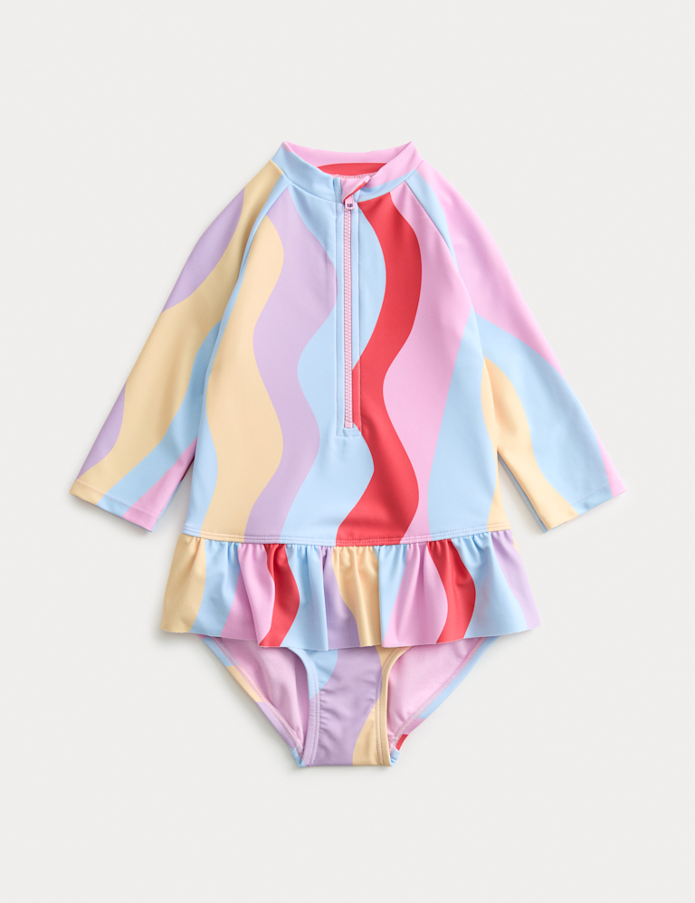 Wave Print Swimsuit (2-8 Yrs)