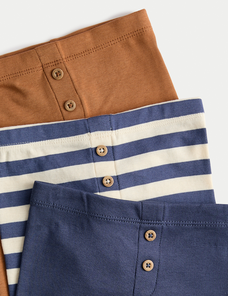 3 Pack Pure Cotton Striped Leggings (0-3 Yrs)