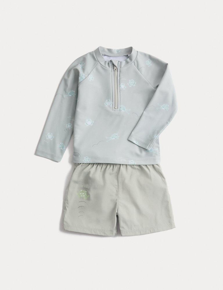2pc Frog Rash Vest Swim Set (0-3 Yrs)