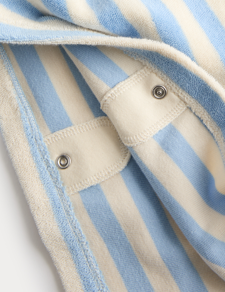 Pure Cotton Towelling Striped Poncho (0-3 Yrs)