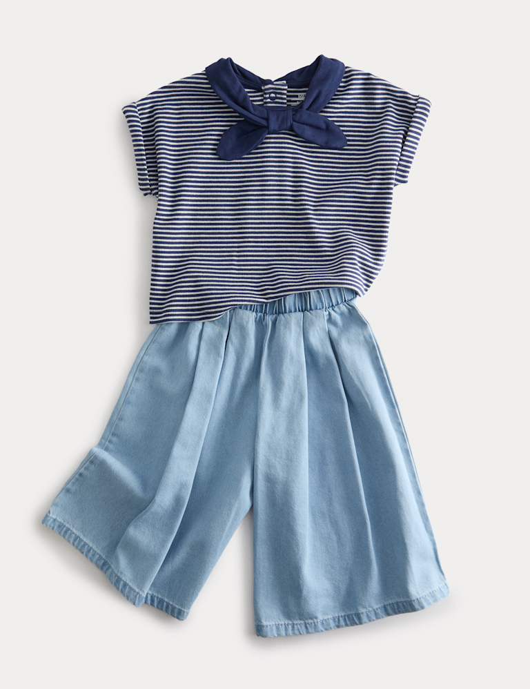 2 Piece Striped Top and Culottes Outfit (0-3 Yrs)