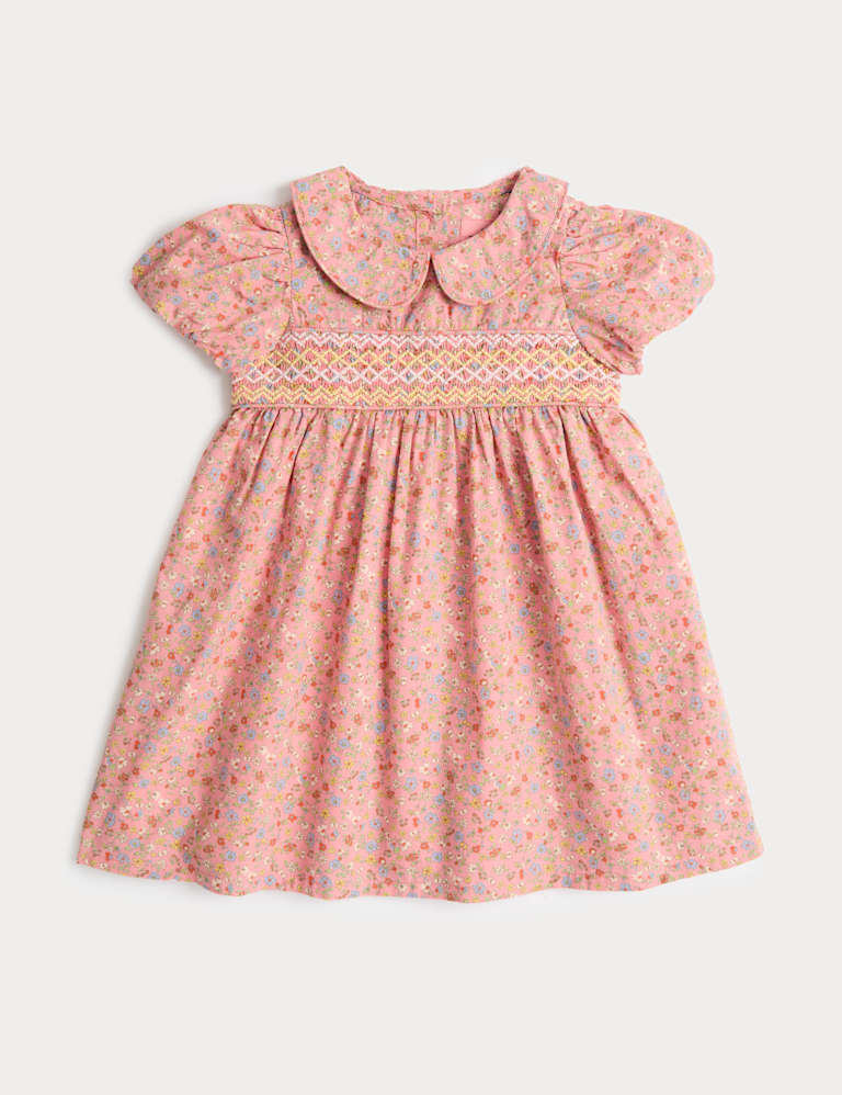 Pure Cotton Floral Smock Dress (0-3 Years)