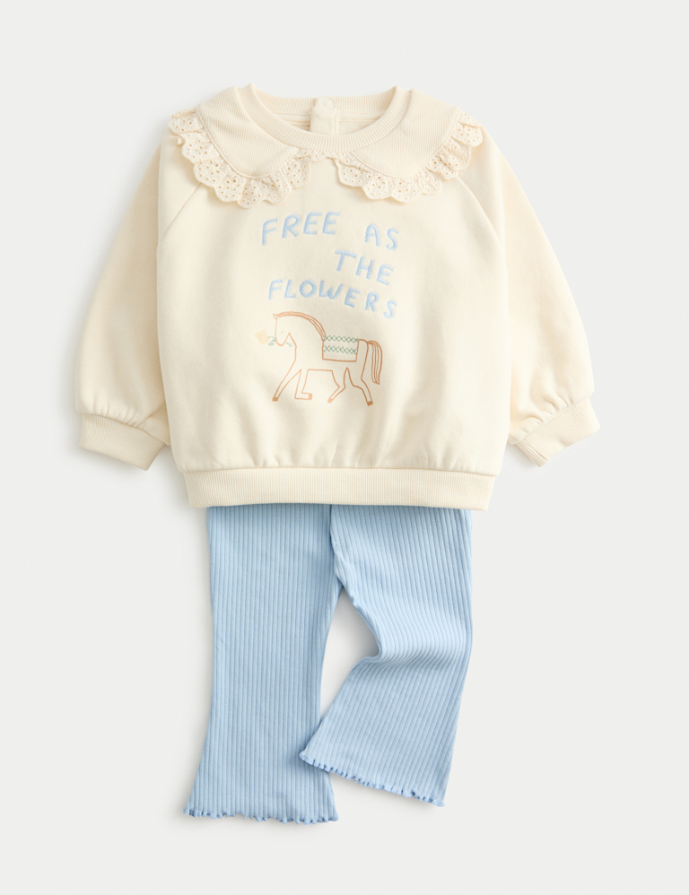 2pc Cotton Rich Horse Top & Bottom Outfit (0-3 Yrs)