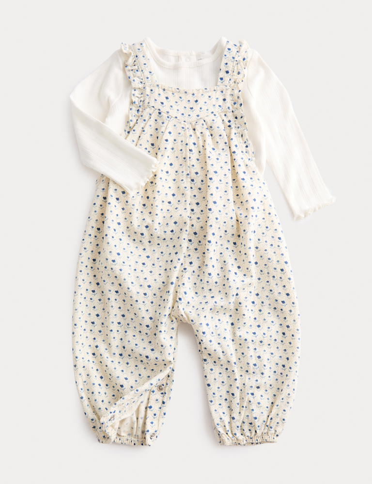 2 Piece Pure Cotton Dungarees with Top (0-6 Yrs) 2 Piece Pure Cotton Dungarees with Top (0-6 Yrs)