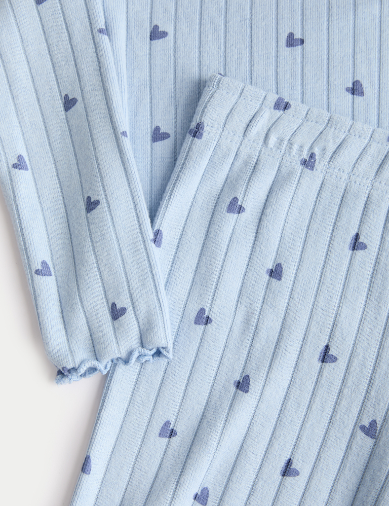 Patterned Heart Ribbed Cosy Pyjamas (1-16 Yrs)