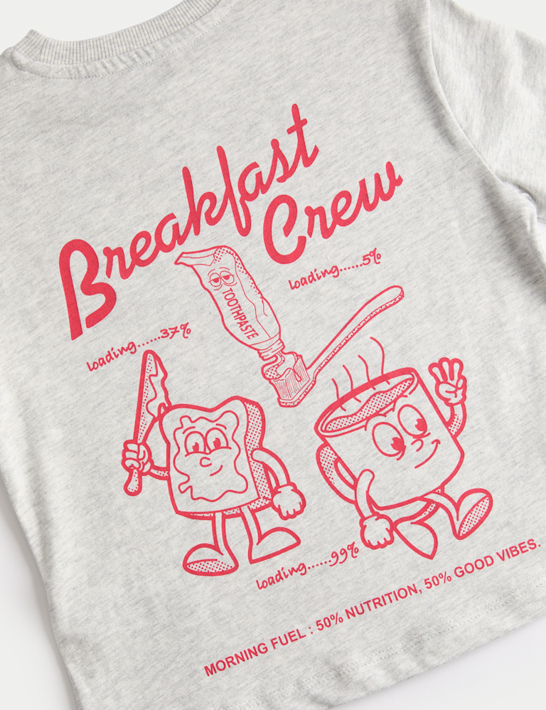 Pure Cotton Breakfast Graphic Pyjamas (3-16 Yrs)