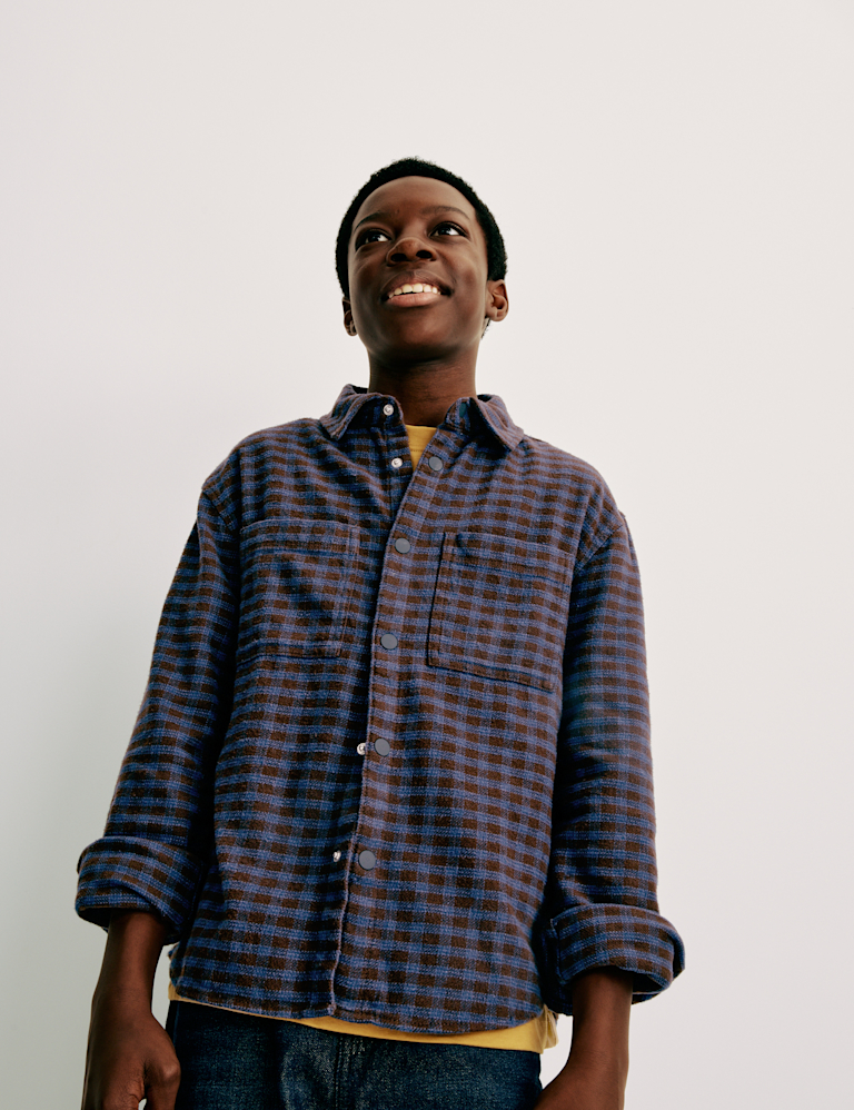 Pure Cotton Micro Check Shirt (6-16 Yrs)