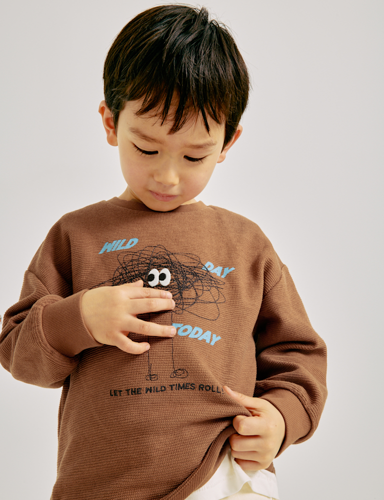 Cotton Rich Embroidered Monster Top (2-8 Yrs)