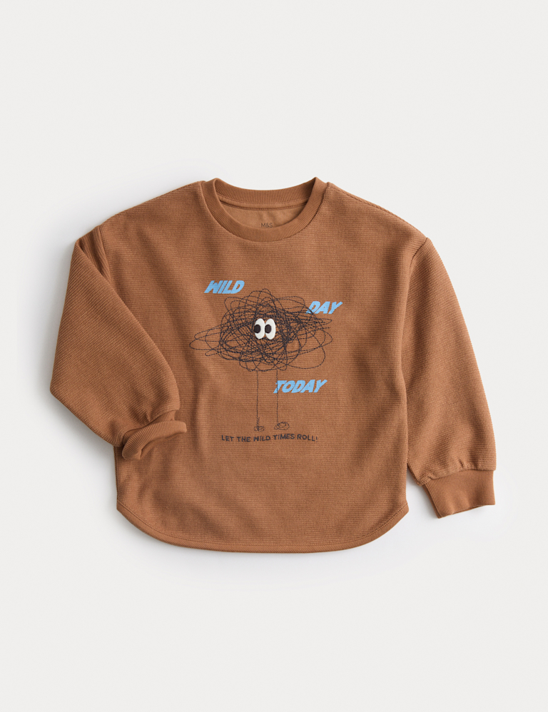 Cotton Rich Embroidered Monster Top (2-8 Yrs)