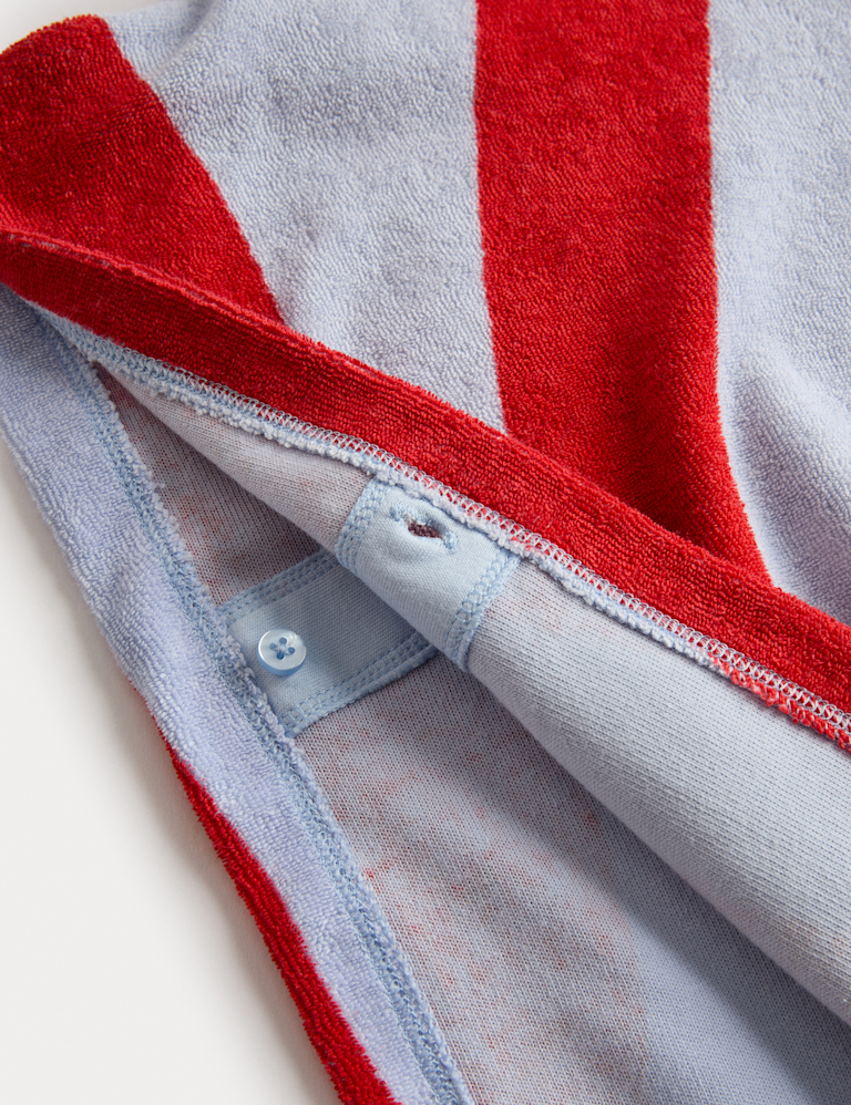 Pure Cotton Striped Towelling Poncho (2-8 Yrs)