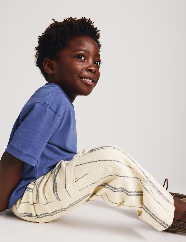 Pure Cotton Textured Striped Trousers (2-8 Yrs)