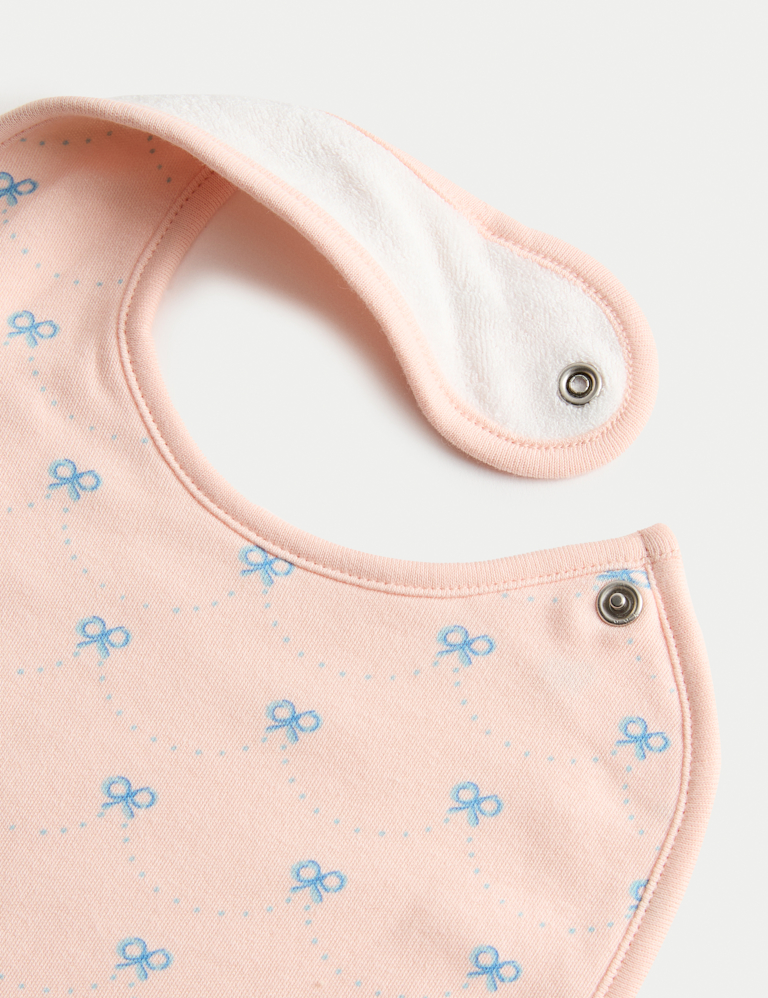 5 Pack Cotton Rich Bow Dribble Bibs