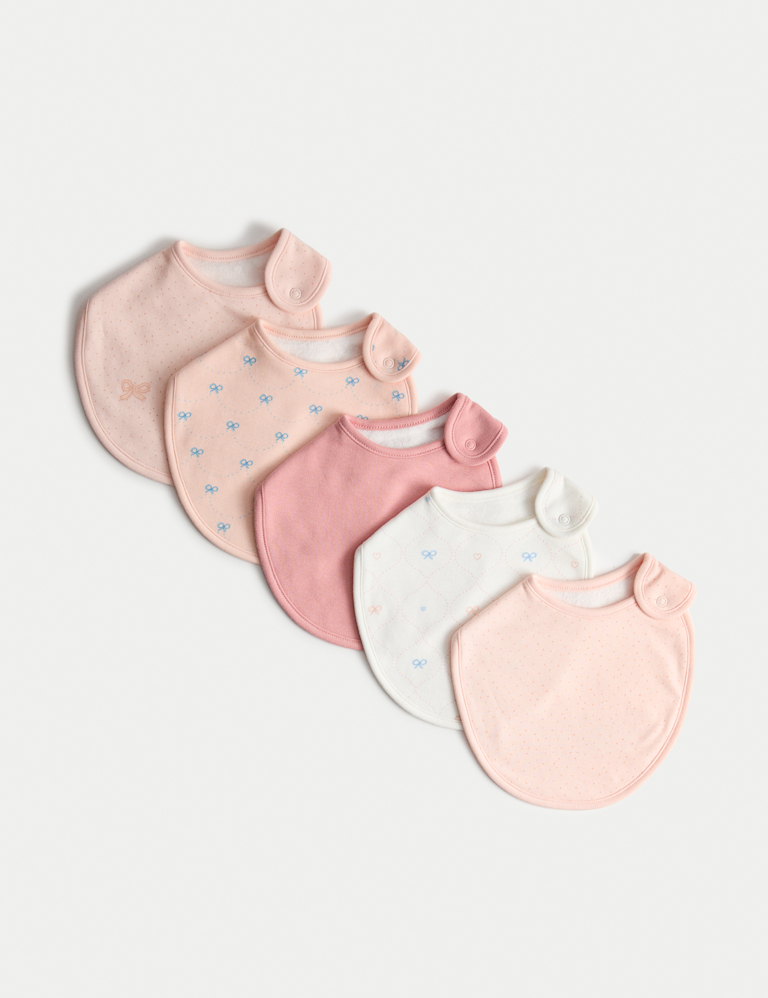 5 Pack Cotton Rich Bow Dribble Bibs