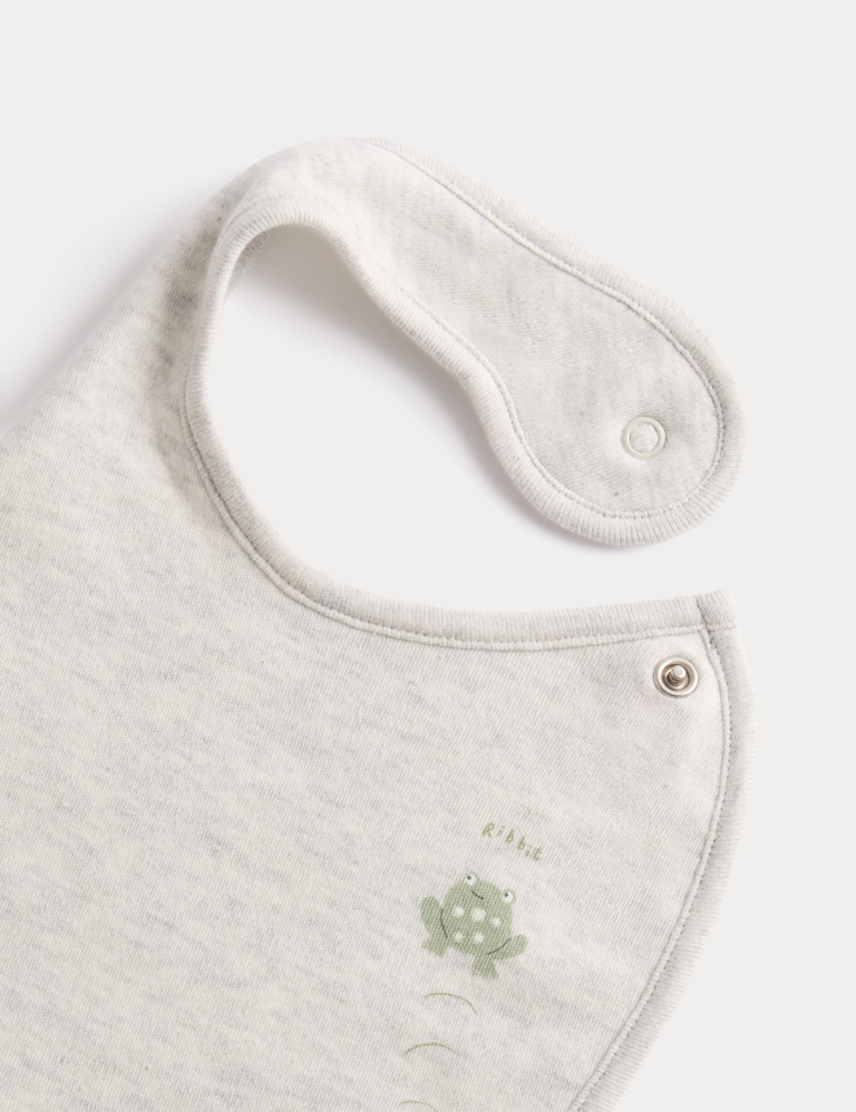 5 Pack Cotton Rich Frog Print Bibs
