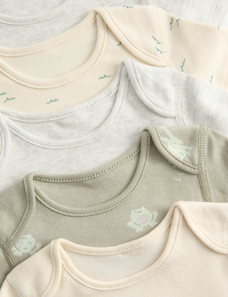 7 Pack Pure Cotton Frog Print Bodysuits (0-3 Yrs)
