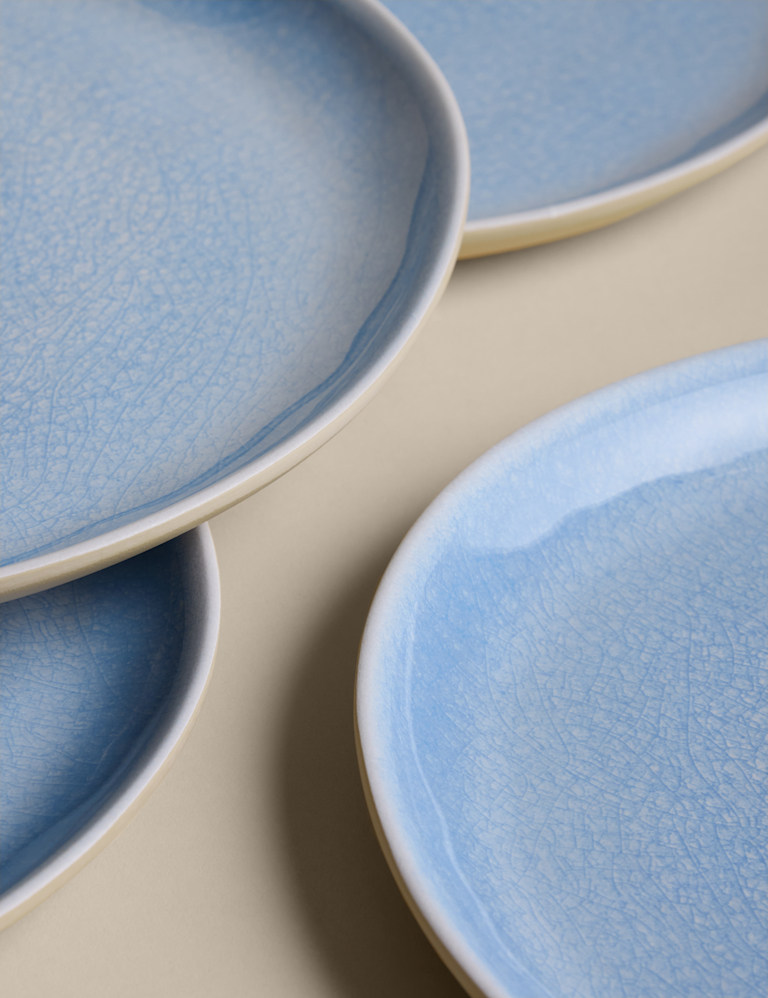 Set of 4 Linen Reactive Picnic Dinner Plates