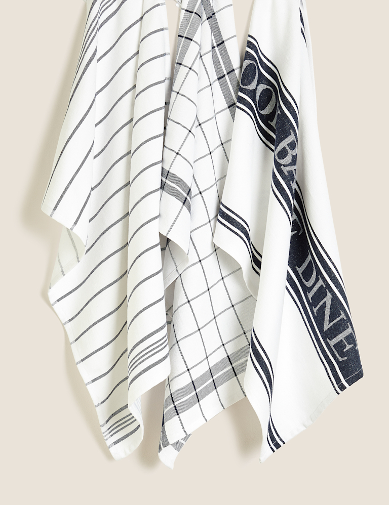 Set of 3 Cotton Rich Striped Tea Towels