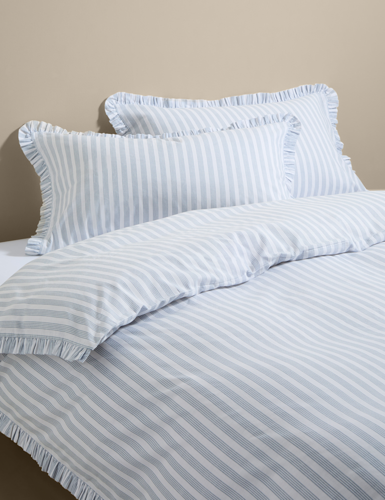 Pure Cotton Striped Ruffle Bedding Set