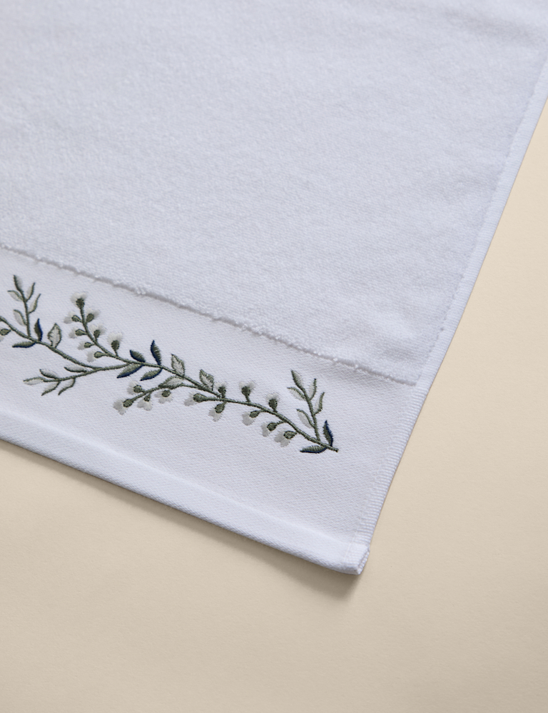 Pure Cotton Embroidered Floral Bath Towel