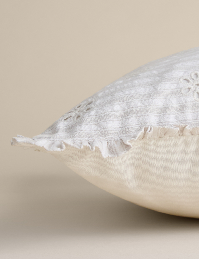 Pure Cotton Broderie Frill Cushion