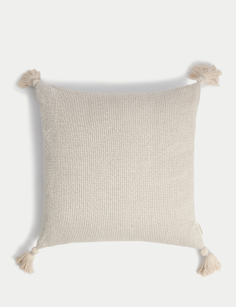 Pure Cotton Textured Tasselled Cushion Pure Cotton Textured Tasselled Cushion
