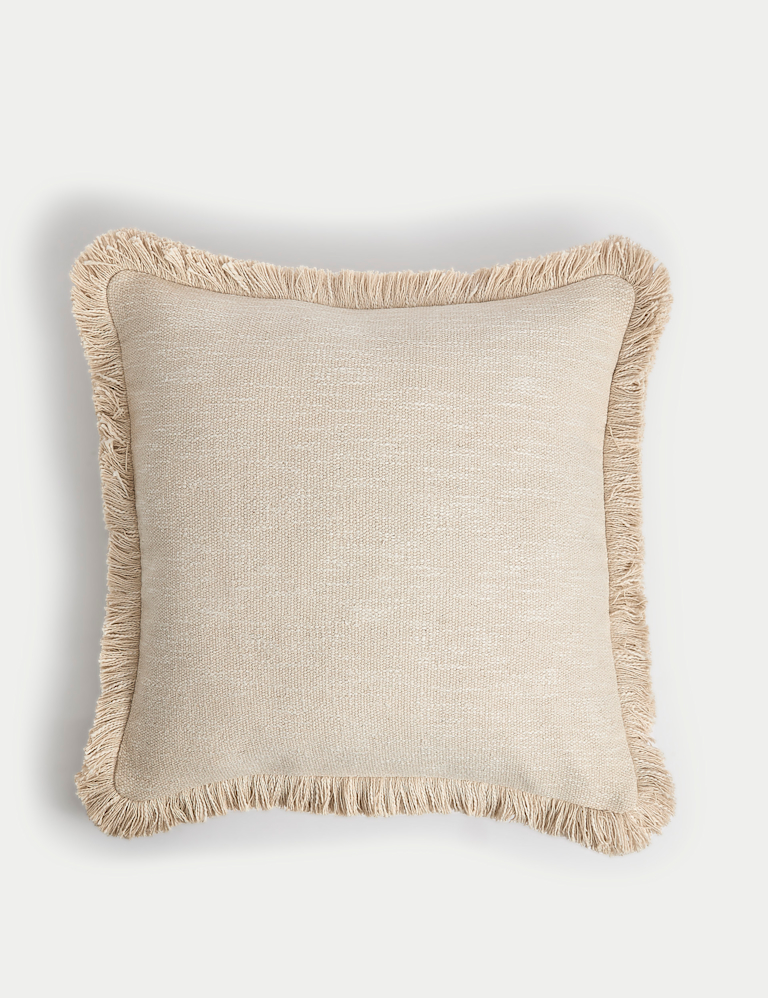 Pure Cotton Textured Fringe Cushion Pure Cotton Textured Fringe Cushion