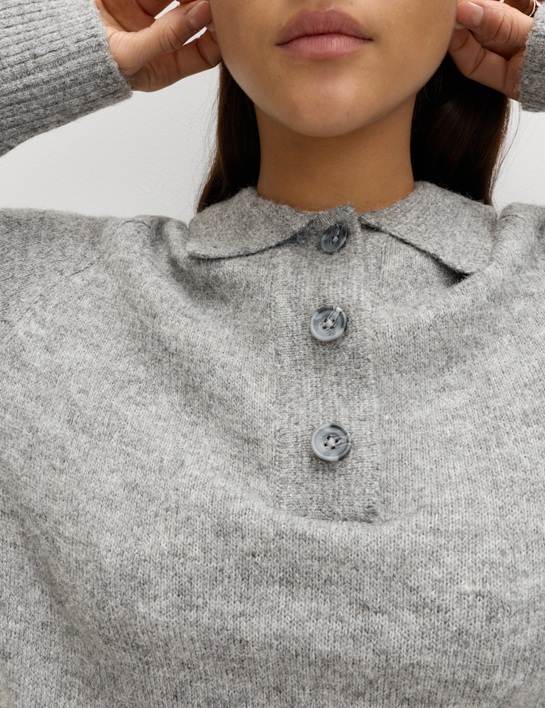 Collared Knitted Polo Jumper