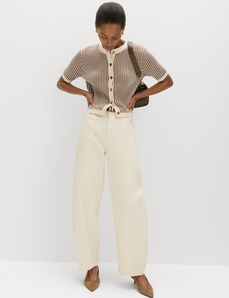 Cotton Rich Textured Cropped Cardigan