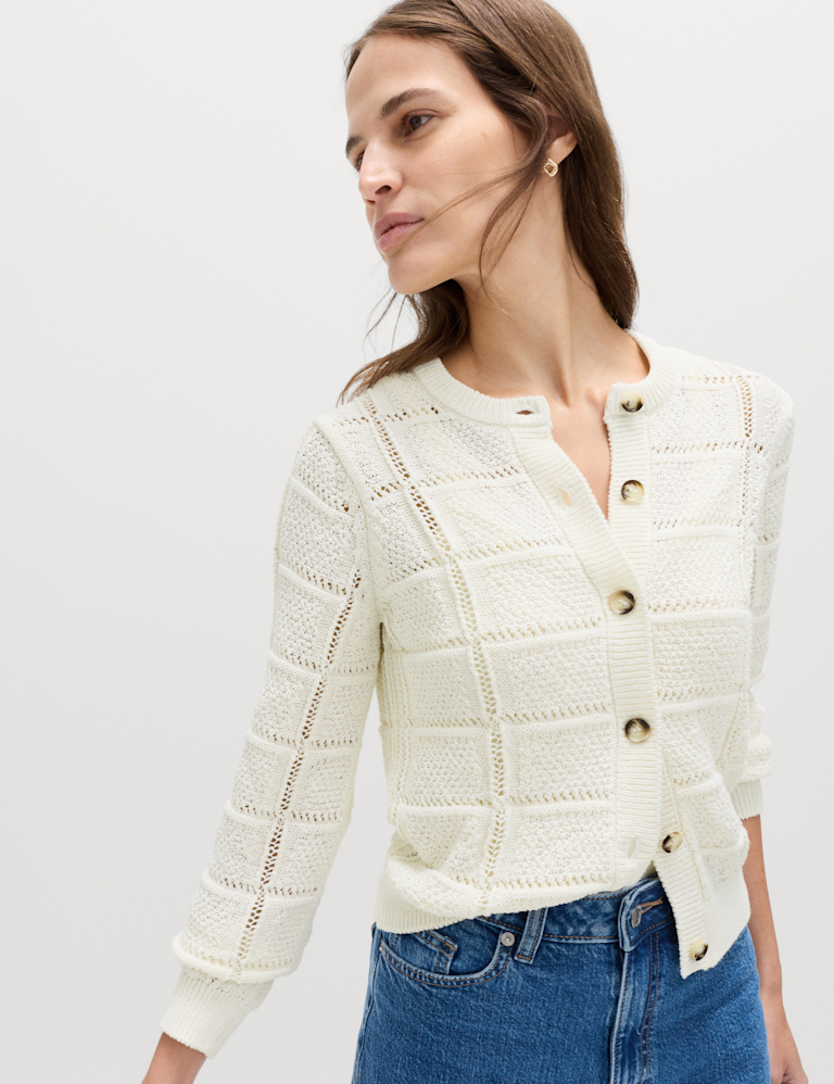 Cotton Blend Cropped Cardigan