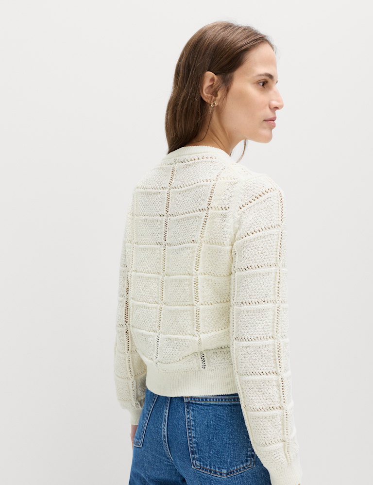 Cotton Blend Cropped Cardigan