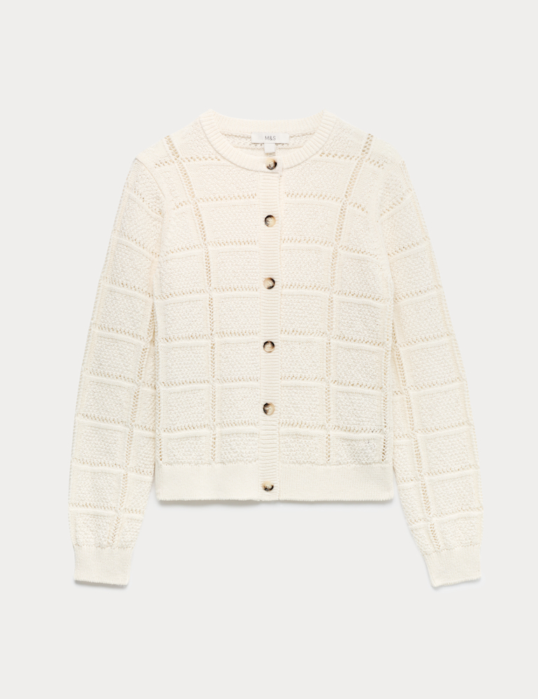 Cotton Blend Cropped Cardigan