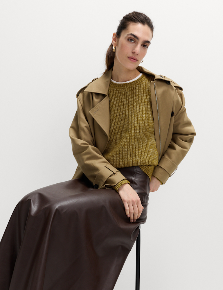 Cloud-Yarn Ribbed Crew Neck Jumper