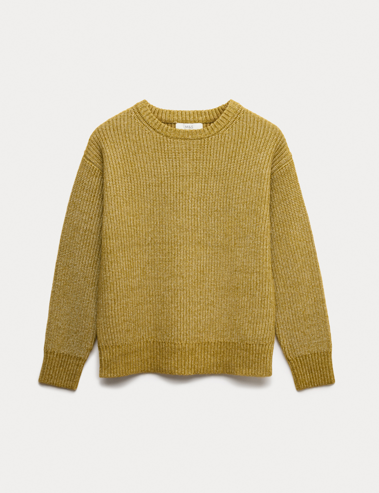 Cloud-Yarn Ribbed Crew Neck Jumper