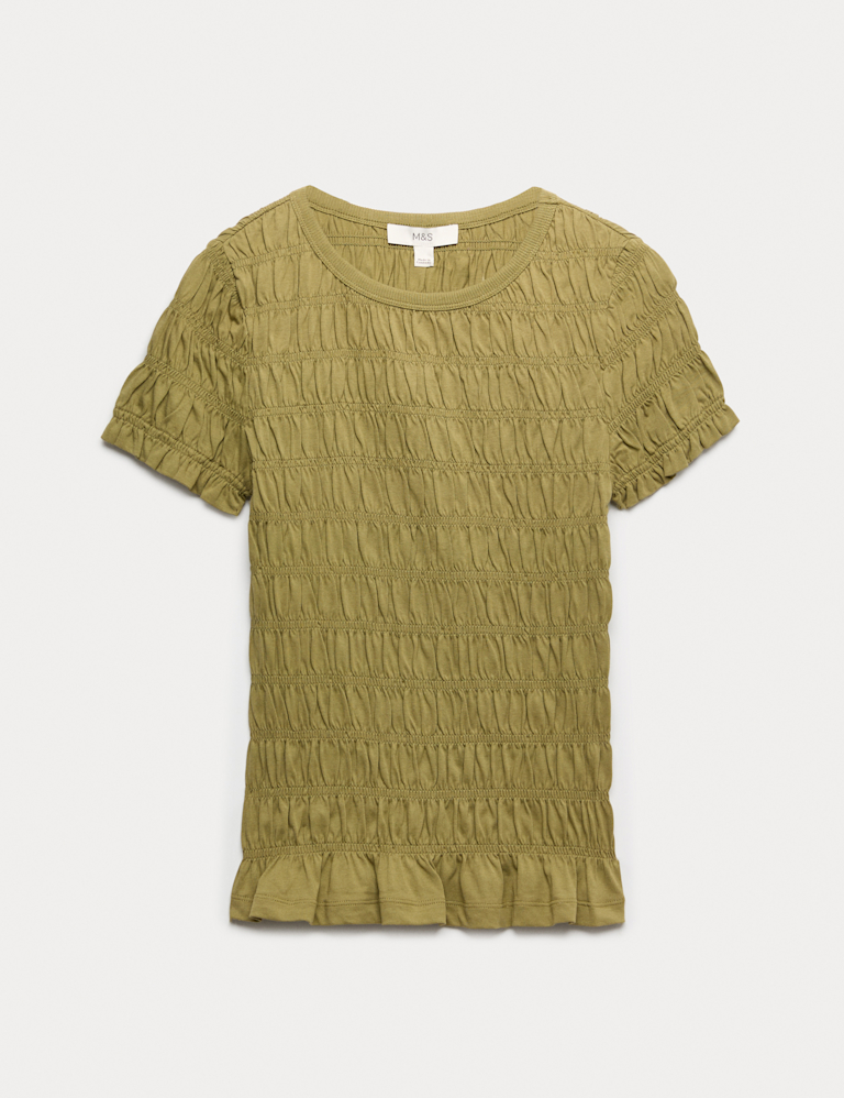 Pure Cotton Smocked Detail Top