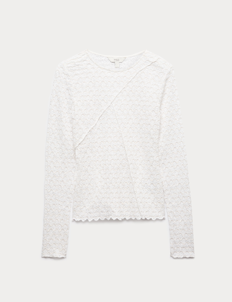 Cotton Blend Lace Textured Top